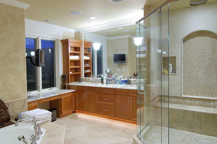 luxury and spacious bathroom in an american house